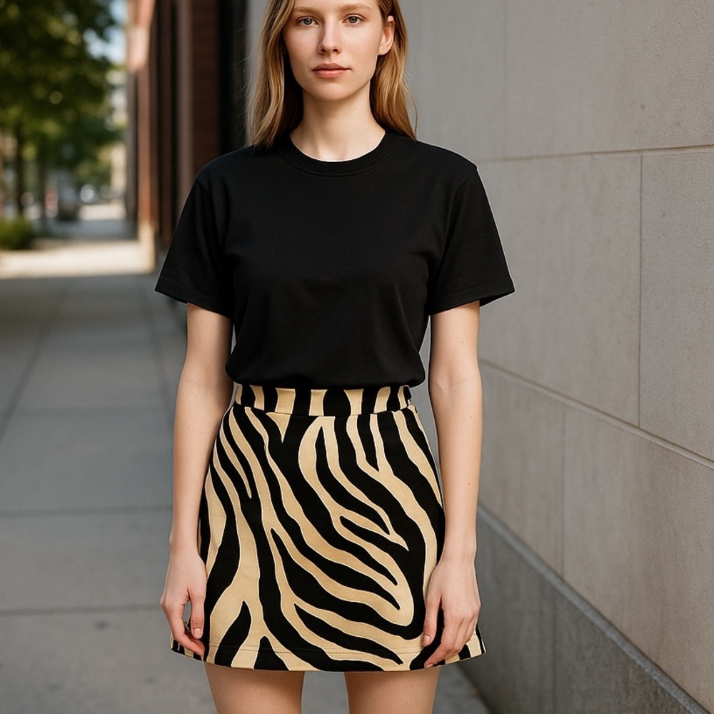 Loft Zebra Print A Line Lined Mini Skirt NWOT